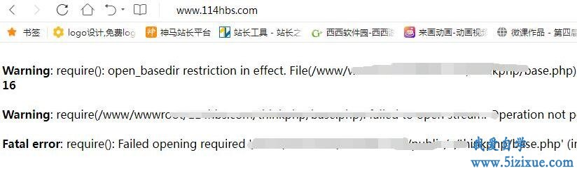 Thinkphp网站项目上线后发生Fatal Error Open_BaseDir